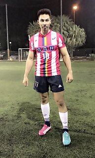 Asian sexy boy in soccer uniform